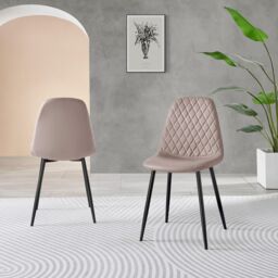 FurnitureboxUK Novara 100cm Round Black Leg Dining Table & 2 Corona Black Leg Chairs in Beige - thumbnail 8