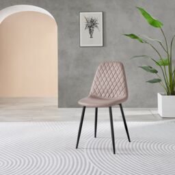 FurnitureboxUK Novara 100cm Round Black Leg Dining Table & 2 Corona Black Leg Chairs in Beige - thumbnail 5