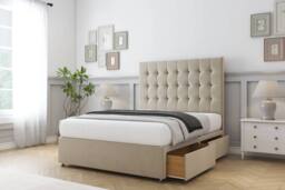 "Sloomy Alabama Coniston Divan Bed Base 2 Drawers - 26"" Headboard in Cream - Size: Small Single" - thumbnail 4