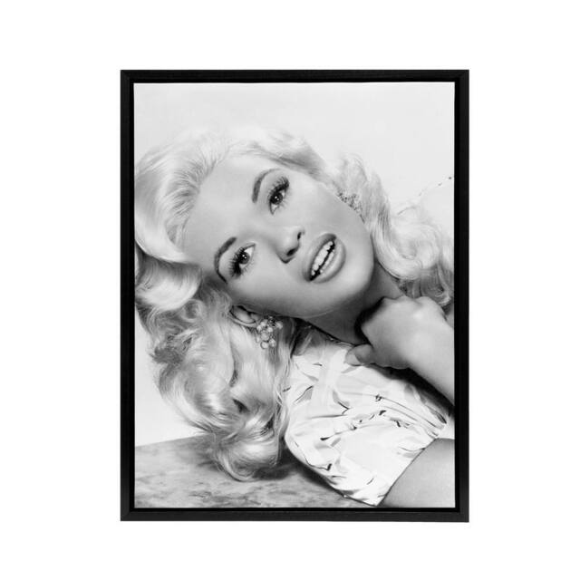 "Artery8 Actress Jayne Mansfield Photograph Framed Canvas Wall Art Print in Grey - Size: W12"" x H16""" - image 1