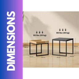 Rafaelo Mobilia 2 Pc Industrial Nesting Tables Living Room Furniture in Brown - thumbnail 6