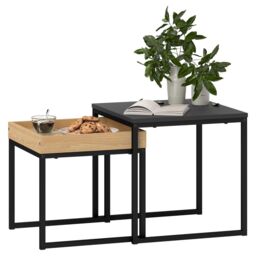 Rafaelo Mobilia 2 Pc Industrial Nesting Tables Living Room Furniture in Brown - thumbnail 5