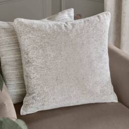 Paoletti Lustre Crushed Velvet Cushion in Silver - Size: 50 cm x 50 cm