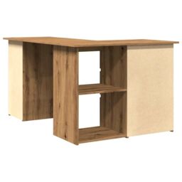 Berkfield Home Corner Desk Artisan Oak 145x100x76 cm Engineered Wood in Brown - Size: 145 x 100 x 76 cm - thumbnail 7
