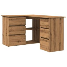 Berkfield Home Corner Desk Artisan Oak 145x100x76 cm Engineered Wood in Brown - Size: 145 x 100 x 76 cm - thumbnail 2