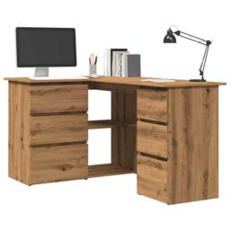 Berkfield Home Corner Desk Artisan Oak 145x100x76 cm Engineered Wood in Brown - Size: 145 x 100 x 76 cm