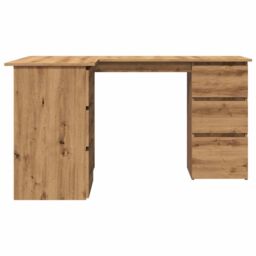 Berkfield Home Corner Desk Artisan Oak 145x100x76 cm Engineered Wood in Brown - Size: 145 x 100 x 76 cm - thumbnail 6