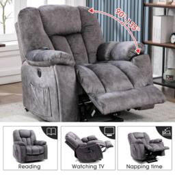 Matteo Electric Power Lift Massage Recliner Chair with Heat - Grey Fabric - thumbnail 9