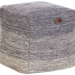 Wyld and Coco Grey and White Three-Stripe Cotton Cube Pouffe - thumbnail 2
