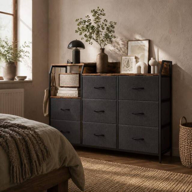 Wyld Haus 8 Drawer Metal & Wood Storage Chest with Integrated Charging Station in Brown - image 1
