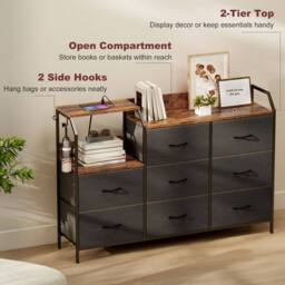 Wyld Haus 8 Drawer Metal & Wood Storage Chest with Integrated Charging Station in Brown - thumbnail 7