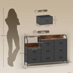 Wyld Haus 8 Drawer Metal & Wood Storage Chest with Integrated Charging Station in Brown - thumbnail 4