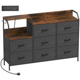 Wyld Haus 8 Drawer Metal & Wood Storage Chest with Integrated Charging Station in Brown - thumbnail 2