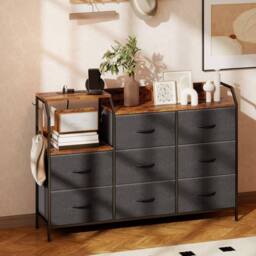 Wyld Haus 8 Drawer Metal & Wood Storage Chest with Integrated Charging Station in Brown - thumbnail 3