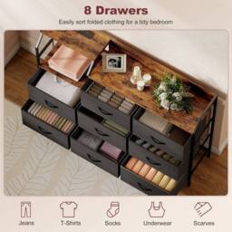 Wyld Haus 8 Drawer Metal & Wood Storage Chest with Integrated Charging Station in Brown - thumbnail 6