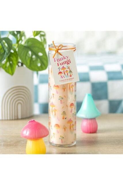 KDMD Funky Fungi Mushroom Print Tube Candle in Cream - image 1