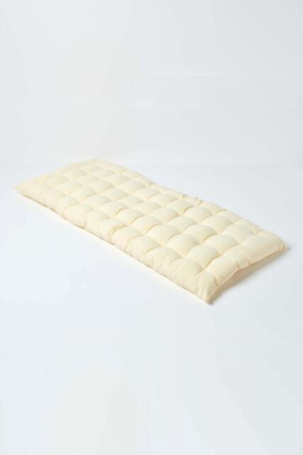Homescapes Garden Bench Cushion Luxury 2 Seater Cotton Indoor Outdoor Pad, 108 x 42cm in Cream - Size: 108 x 42 cm - image 1