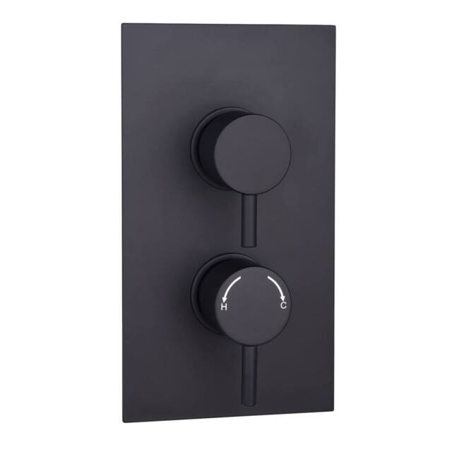 Bathroom Kingdom Menai Black Round Thermostatic Shower Valve - 2 Outlet - image 1