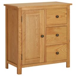 Berkfield Home Cupboard 70x35x75 cm Solid Oak Wood in Brown - Size: 70 x 35 x 75 cm - thumbnail 1