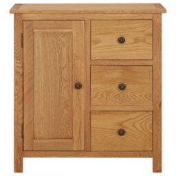 Berkfield Home Cupboard 70x35x75 cm Solid Oak Wood in Brown - Size: 70 x 35 x 75 cm - thumbnail 2