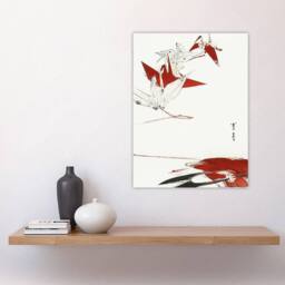 "Artery8 Bird Origami Crane Kachoga Vintage Japan Wall Art Print Seitei in Red - Size: W12"" x H16""" - thumbnail 4