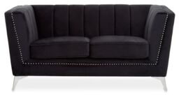 Orsina Hansa Two Seat Velvet Sofa in Black - thumbnail 3