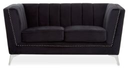 Orsina Hansa Two Seat Velvet Sofa in Black
