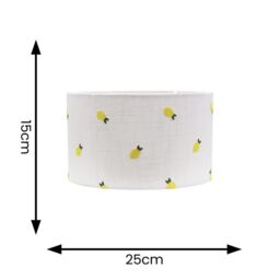 ValueLights Brae Natural White Fabric Lemon Embroidered Drum Lamp Shade in Off-White - Size: 14 inches - thumbnail 7