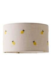 ValueLights Brae Natural White Fabric Lemon Embroidered Drum Lamp Shade in Off-White - Size: 14 inches - thumbnail 6