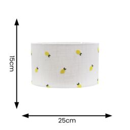 ValueLights Brae Natural White Fabric Lemon Embroidered Drum Lamp Shade in Off-White - Size: 14 inches - thumbnail 4