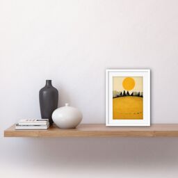 "Artery8 Wall Art Print Minimalist Tribal Abstract Desert Yellow Painting Artwork Framed 9X7 Inch in White - Size: W7"" x H9""" - thumbnail 2