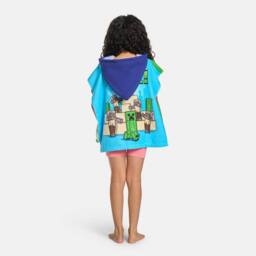 OHS Kids Minecraft Beach Hooded Towel Poncho Absorbent Quick Dry in Green - thumbnail 4