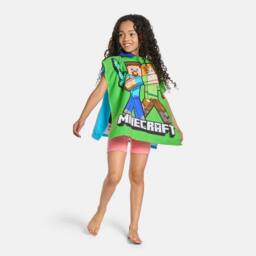 OHS Kids Minecraft Beach Hooded Towel Poncho Absorbent Quick Dry in Green - thumbnail 2