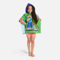 OHS Kids Minecraft Beach Hooded Towel Poncho Absorbent Quick Dry in Green - thumbnail 1