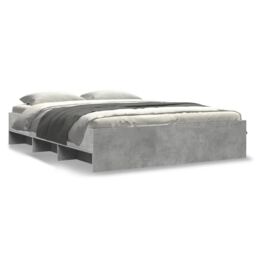 Berkfield Home Bed Frame without Mattress Concrete Grey 150x200cm Engineered Wood - Size: 150x200 cm - thumbnail 2