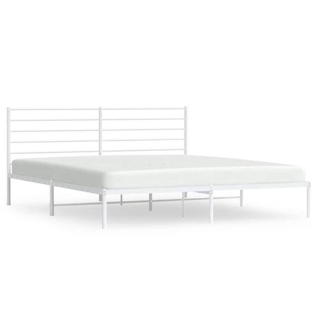 Berkfield Home Metal Bed Frame with Headboard White 183x213 cm - image 1