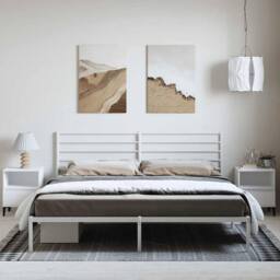 Berkfield Home Metal Bed Frame with Headboard White 183x213 cm - thumbnail 3