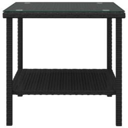 Berkfield Home Side Table Black 45x45x45 cm Poly Rattan & Tempered Glass - Size: 45 x 45 x 45 cm
