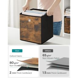 SONGMICS Large Storage Cube Set Oxford Fabric Bins Handles Organizers in Brown - thumbnail 5