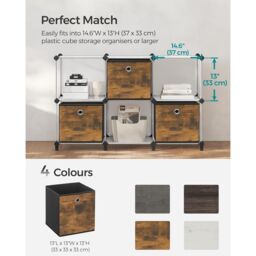 SONGMICS Large Storage Cube Set Oxford Fabric Bins Handles Organizers in Brown - thumbnail 8