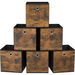 SONGMICS Large Storage Cube Set Oxford Fabric Bins Handles Organizers in Brown - thumbnail 9