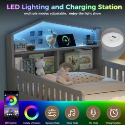 STILVORA 3ft Single Low Loft Bed with LED, Storage & USB in Grey - thumbnail 8