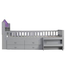 STILVORA 3ft Single Low Loft Bed with LED, Storage & USB in Grey - thumbnail 9