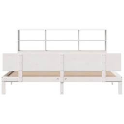 Berkfield Home Bookcase Bed Frame Wax Brown 150x200 cm King Size Solid Wood Pine in White - Size: Super King - thumbnail 4