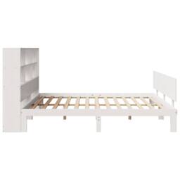 Berkfield Home Bookcase Bed Frame Wax Brown 150x200 cm King Size Solid Wood Pine in White - Size: Super King - thumbnail 5