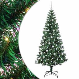 Berkfield Home Artificial Pre-lit Christmas Tree Green 210 cm PVC & Metal - thumbnail 2