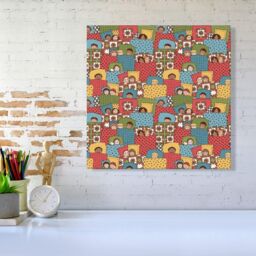 Warren Reed - Designer Hand Drawn Sleeping Doodle Faces Canvas in Red - Size: w40 inch x h40 inch - thumbnail 2