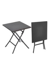 Garden Sanctuary Square Folding Outdoor Rattan Bistro Dining Table in Black - thumbnail 4