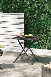 Garden Sanctuary Square Folding Outdoor Rattan Bistro Dining Table in Black - thumbnail 2