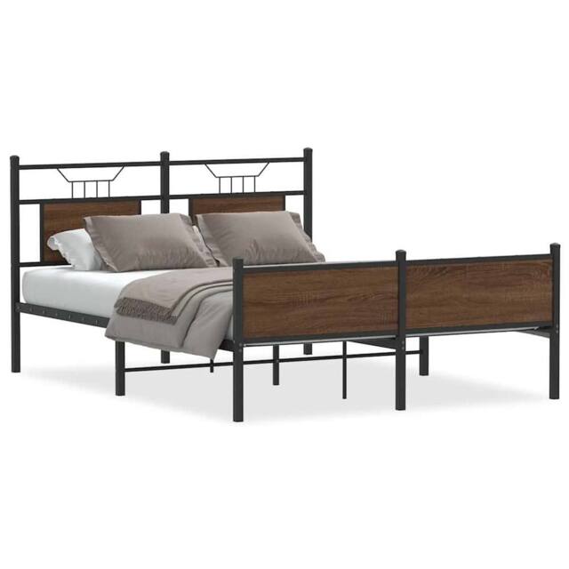Berkfield Home Bed Frame without Mattress Brown Oak 140x200 cm Engineered Wood - image 1